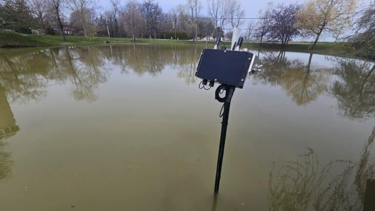 Data logger set up in small lake.